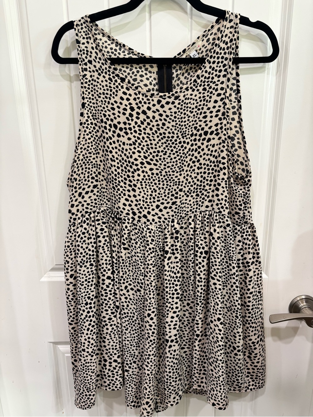 Haute Society Beige and Black Sleeveless Printed Swing Romper